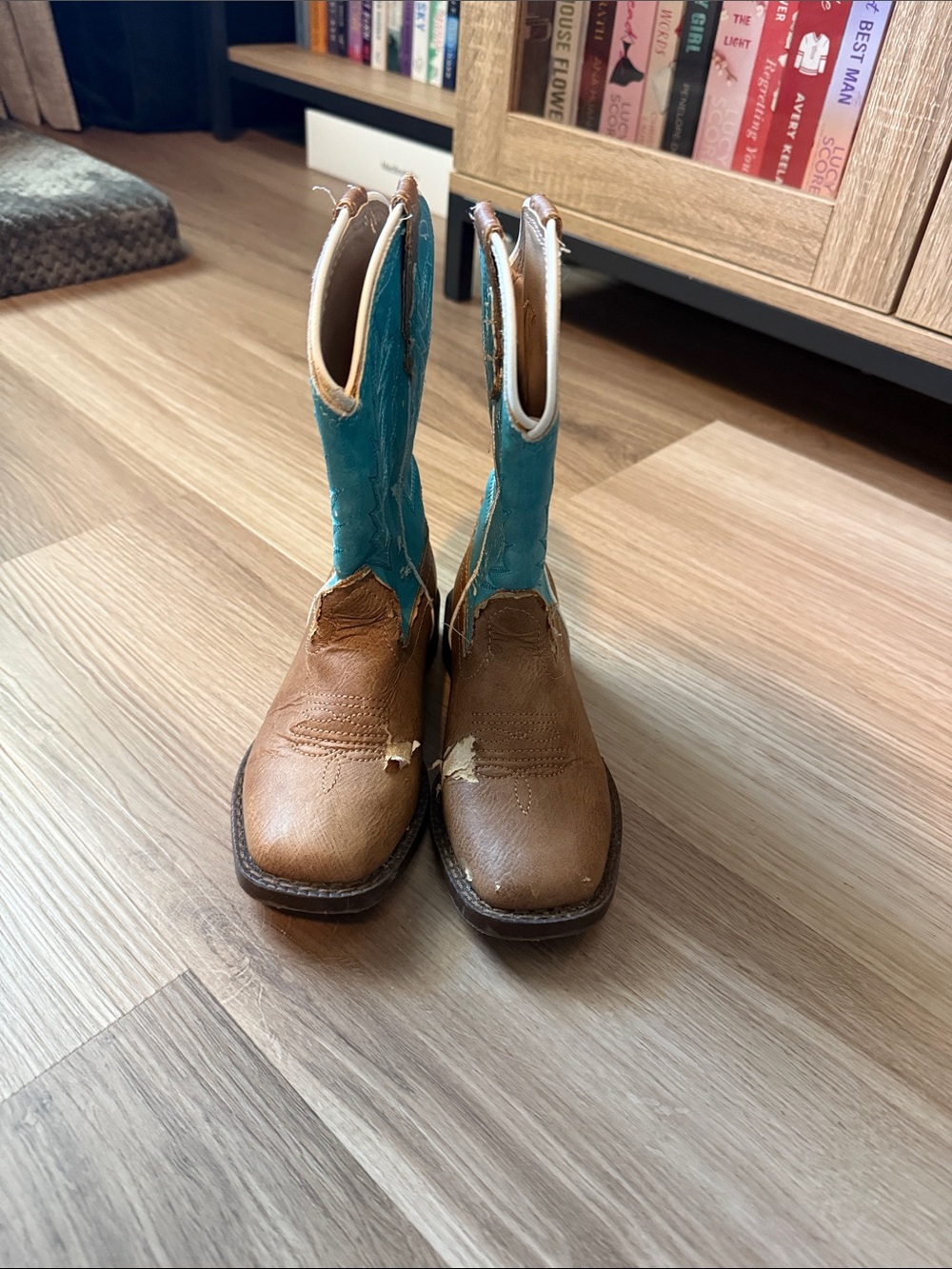 Two-Tone Girls Cowboy Boots - Brown & Teal